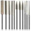 Wonys Set di punte per trapano diamantate per Dremel, 11 pezzi, kit di lucidatura per intaglio della pietra, accessori di fissaggio con gambo da 1/8 '' per intaglio, incisione, molatura, pietra, rocce
