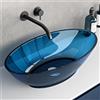 doporro Lavabo da Appoggio Ovale 63x34x17 cm Lavabo Piccolo per Bagno e WC Ospiti in Resina Trasparente Blu