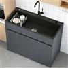TAITUTE Lavello da Cucina in Acciaio Inossidabile Nero, Vasca Singola con Scolapiatti, 68-80 cm, Finitura Opaca, Rettangolare, Moderno Minimalista (Nero, 68cmx45cmx85cm)