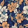 ANLIKY-Pro Carta da parati autoadesiva, fiori gialli e bianchi, stacca e attacca, carta adesiva, blu, 44X300CM, pellicola decorativa rimovibile per mobili