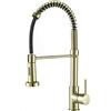 EKsma Rubinetto da cucina estraibile, rubinetto for lavello da cucina a molla con maniglia singola e spruzzatore a 2 funzioni, miscelatore monoforo in ottone massiccio con acqua calda e fredda(Gold)