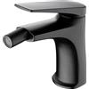 IMEX Miscelatore monocomando per bidet in ottone nero opaco con cartuccia ceramica Ø28 mm set 2 flessibili 3-8 inclusi altezza 142 mm canna 130 mm design minimal DELOS BDD055-2NG