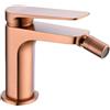 IMEX Miscelatore bidet monocomando in ottone oro rosa spazzolato con cartuccia ceramica Ø26 mm e set 2 flessibili 3-8 per installazione duratura modello BDN047-2ORC