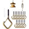 Ticway 12 ganci Q-Hanger per luci a filo, ganci da soffitto per piante e campanelli a vento, decorazioni natalizie ganci da esterno bronzo