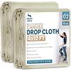 Utopia Home Drop Cloth per pittura (1,2 x 3,7 m, 2 pezzi) Tessuto di tela lavabile e riutilizzabile per mobili e pavimenti Protezione altamente assorbente - Duck Dropcloth per uso esterno e interno
