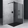 Mai & Mai Box Doccia Walk-In 100x200cm, Parete Doccia in Vetro 10mm Braccio di Sostegno 70-120cm MMBR3 Vetro di Sicurezza ESG con Rivestimento Nano Nero Bremen02VG