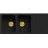 Generic Lavello cucina Romeo nero 2 vasche pilette oro con gocciolatoio 116 x 50 cm Made in Italy