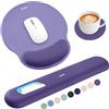 Sushret Tappetino Mouse e Poggiapolsi per Tastiera, Set Ergonomico 3-in-1 in Gel Memory Foam con Supporto per Braccio, Accessori da Scrivania per Computer, Gaming e Ufficio