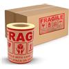 MD Labels FRAGILE KRAFT - 100 pezzi, 150 x 90 mm, manico con cura, non stack o gocciola, questo modo