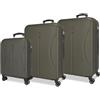 ROLL ROAD Joumma Formentera Antracite Set di Bagagli 55/65/75 cm Rigido ABS Lucchetto a Combinazione Integrato 188L 10.3kg 4 Doppie Ruote Bagaglio a Mano