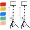 Aumotop Kit Luci Video LED USB da 2 Pezzi Effetti di Luce Colorati Luci di Riempimento Temperatura Bicolore con Supporti Filtri per Conferenze Online Fotografia Prodotti Gioco