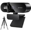 DIKAMAN Webcam, Webcam for PC Web Camera Mini Cam con microfono Usb Webcan Messa a fuoco automatica 4K 2K 1080P Full HD Stream for computer portatile(1080P With Tripod)
