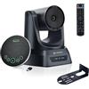 TONGVEO Sistema di telecamere per sala conferenze PTZ 4K, tracking automatico AI 3x, zoom 4K, telecamera PTZ USB 3.0, uscite HDMI e vivavoce Bluetoot con microfono per grandi riunioni remote