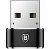 Baseus - Mini adattatore da tipo C a USB maschio, [CAAOTG-01] [5A max USB 2.0] Adattatore da tipo C a USB 2.0 480Mbps [Black] - Nero