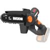 WORX WG327E.9 - Mini motosega a batteria, 20 V, lunghezza spada, 15 cm, motore brushless, cambio e tensione senza attrezzi, senza batteria e caricatore (compatto, leggero e cura degli arbusti)