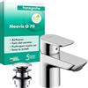 hansgrohe Neovis Q - Rubinetto Lavabo con Scarico Push-Open in Metallo, Rubinetto Bagno con Beccuccio Altezza 63mm, Miscelatore Lavabo Risparmio Acqua (EcoSmart), Cromo, 71354000