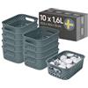 SmartStore Cestino portaoggetti con manici grigio 10 x 1,6L (20,5x14,5x7,5 cm) | Contenitore in plastica riciclata | Scatola portaoggetti Essence S