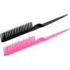 SIMPOR Pettine per capelli a 3 file per capelli districanti naturali, setole in nylon, pettine per prendere in giro coda di topo, per donne e uomini, nero e rosa