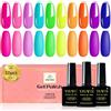 YSUVIN Smalto Semipermanente Unghie, 10 Colori Neon Fluo Rosa Verde Fluorescente Arancio Giallo Viola Unghie Kit Soak Off UV/LED per Halloween Nail Art Gel Nail Polish Set, 8ML