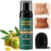 Waymaytecy 150 ml Schiuma Autoabbronzante,Verde Fondente Borrador Autobronceador,Di Mousse Abbronzante Senza Sole,Con Guanto Applicazione,Autoabbronzante in Mousse per Hommes et Femmes Pelli Scure