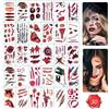 proamate 30 fogli di tatuaggi adesivi per cicatrici di Halloween con sangue falso crosta, tatuaggio zombie, trucco cicatrice, adesivi per viso di Halloween, ferite finte zombie, per costume di Halloween