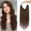 MY-LADY Extension Capelli Veri con Filo Invisibile, Secret Wire Hair Extensions 45cm Marrone Scuro Extension Un Pezzo Naturale per Donna #02 Colori 65g con Cordino Regolabile