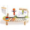 Kingbar Kit di Batteria per Bambini in Legno, 6 in 1 Strumenti Musicali A Percussione Giocattoli, Xilofono per Bambini Campanelli Eolici Nacchere, Giocattoli Educativi Sensoriali Montessori, B