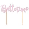 PARTYLANDIA Cake Topper, Decorazione Torta, Picks, Battesimo, Festa, Celebrazione, Bambina (Battesimo Rosa)