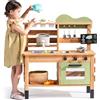 ROBUD Cucina Matsch per bambini, cucina giochi all'aperto in legno, legno naturale e verde, WG427