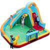 COSTWAY Castello Gonfiabile per Bambini, Scivolo Acquatico Gonfiabile con Piscina, Palline Oceaniche, Parete Arrampicata, Porta Calcio e Canestro Basket, per Bambini 3-12 Anni (Senza Soffiatore)