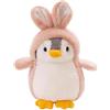 SKIPTHYBER Pinguino, peluche pinguino, pinguino, peluche per coccole e giocare, regalo di peluche, orecchie di coniglio rosa, pinguini per bambini (20 cm)