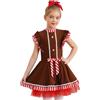 MSemis Costume Natalizio Bambina Costume da Omino di Pan di Zenzero Vestito Tutu Danza Classica Moderna Ballerina Christmas Gingerbread Girl Costume Fancy Dress Up