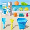 Moxiewell 11 Pezzi Giochi Spiaggia Bambini, Sabbia Giocattoli da Viaggio con Secchiello Pieghevole, Kit da Gioco da Spiaggia per Bambini, Giocattoli da Spiaggia per Bambini, Ragazzi e Ragazze (Blu)
