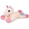 Sausudols Peluche Unicorno Gigante 80cm - Peluche Tenero Jumbo per Ragazze Morbido Cuscino di Peluche Unicorno Regalo per Compleanno, Natale Crema