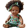Hperu Bambole nere, bambola realistica africana americana da 12 pollici con vestito articolare mobile e capelli ricci bambola morbida e lavabile in pelle scura per bambini, nera