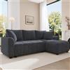 DACHETOU Divano a 3 posti, in ciniglia, grigio, 82,5 x 127 x 204 cm, divano ad angolo trasformabile, a forma di L, con 2 cuscini decorativi, adatto per soggiorno e appartamento