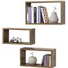 [en.casa] Set di 3 Mensole Rettangolari da Parete di Misure Diverse Ripiani Portaoggetti Modulari Sospesi a Muro per Libri Oggetti Decorativi Soggiorno Ingresso Studio - Effetto Legno Scuro