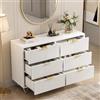 LKPOMI Cassettiera bianca con 6 cassetti, 100 cm, cassettiera da letto, mobile moderno con cassetti, gambe in metallo per soggiorno, camera da letto, sala da pranzo (bianco 6 cassetti, 100 x 34 x 73