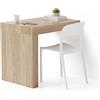 Mobili Fiver, Scrivania Evolution 90x60, Rovere Naturale con Una Gamba, Nobilitato, Scrivania moderna per Camera, Ufficio, Made in Italy