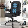 ALFORDSON Sedia Scrivania Ergonomica con Massaggio, Sedia Ufficio Poltrona Girevole ad Altezza Regolabile per Ufficio e Studio Sala Riunioni, Supporto Lombare, Portante di 150 kg, Tessuto(Nera)