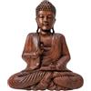Artisanal Statua di Buddha seduto in legno massello scolpito a mano 30 cm