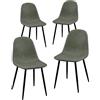 Brigros WeHome . Set da 4 sedie in ecopelle Bella, gambe in metallo e seduta in tessuto, adatte per sala da cucina, salotto, sale da attesa, uffici, arredo bar, arredo moderno ed elegante (Verde, Eco Pelle)