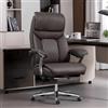 HDHNBA Sedia da ufficio grande e alta 600 lbs - Sedia executive extra large in pelle di lusso con poggiapiedi retrattile,sedia ergonomica heavy-duty,sedie computer alta con altezza regolabile(Marrone)