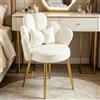 LEADZM Poltrona con schienale petalo Sedia da toeletta Poltrona Relax da soggiorno, camera da letto, poltrona da cucina e sala da pranzo con gambe in oro (schienale Petal, bianco)