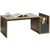 [en.casa] Tavolino da Salotto con Vano Laterale Tavolo Basso da Caffè con Scomparto Portaoggetti per Soggiorno Studio Living 90 x 45 x 35 cm - Effetto Rovere Scuro
