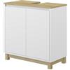 Vicco Mobiletto per lavabo Livia, Bianco, 60 x 60 cm con 2 porte, per riporre sopra il WC con area scaffale aperta