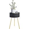 [en.casa] Tavolino da Salotto con Piano Tondo Rimovibile e Contenitore Portaoggetti - Varie Misure - Tavolino Basso in Metallo Nero con Treppiede in Color Oro