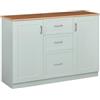Brigros - Credenza Salvia con Top Noce 2 Ante e 3 Cassetti, Madia Moderna in Legno Truciolare e MDF con Maniglie in Alluminio, Mobile Soggiorno 120x40x82,5 cm