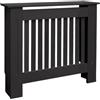 ECD Germany Copritermosifone MDF 78x19x82 cm Rivestimento del Radiatore Verniciato Nero Copertura del Radiatore Stile Casa di Campagna