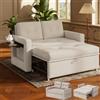 YOUDENOVA Divano letto 3-in-1, Poltrona letto con funzione salotto, Divano relax con schienale regolabile a 5 posizioni, Divano a 2 posti letto con tavolo e tasche laterali, Chenille Beige